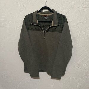 Eddie Bauer Olive Green Quilted 3/4 Zip-Up Sweater
